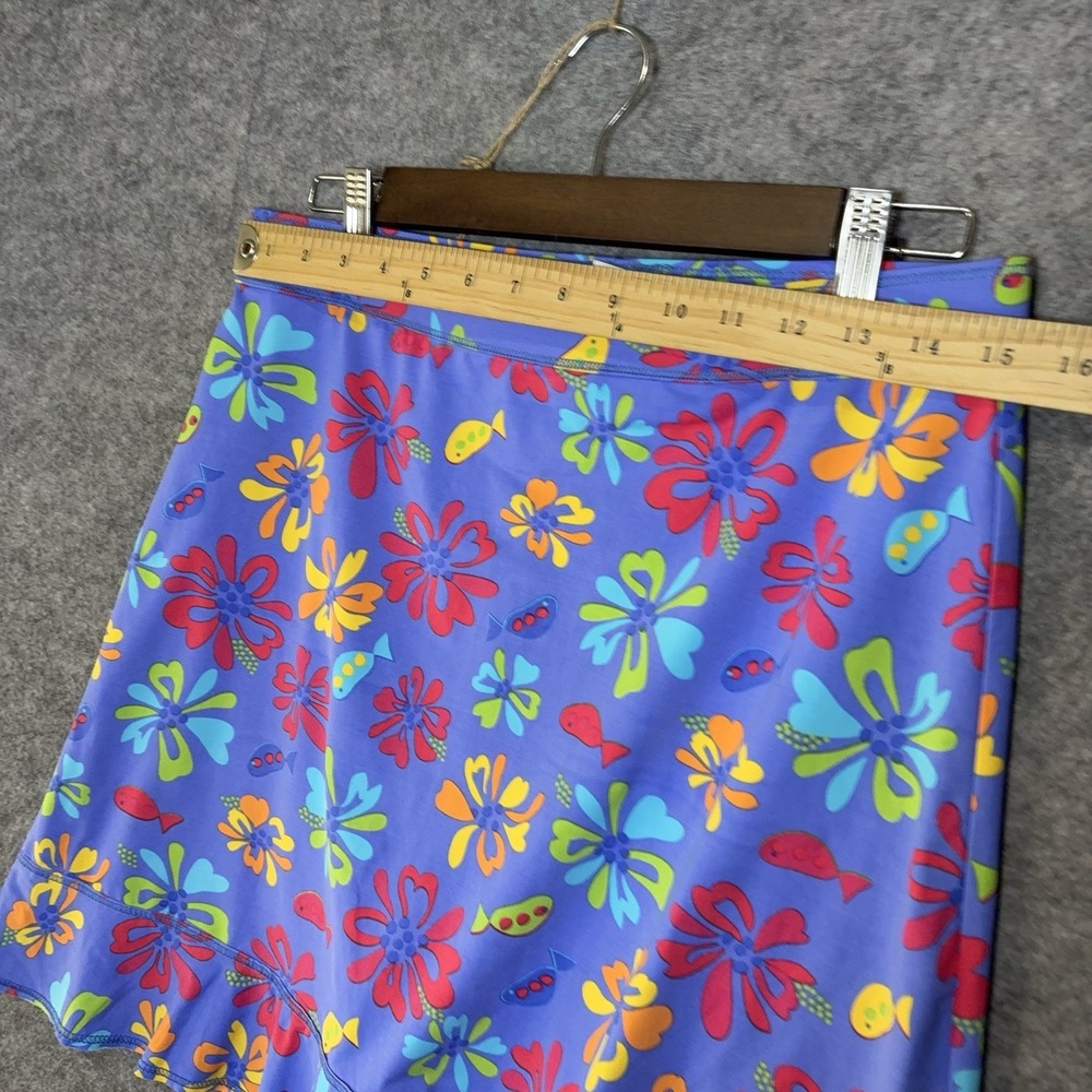 Fresh Produce Splash Skirt Womens Sz L Blue Floral Ruffle Unlined‎ Stretch - Picture 9 of 9